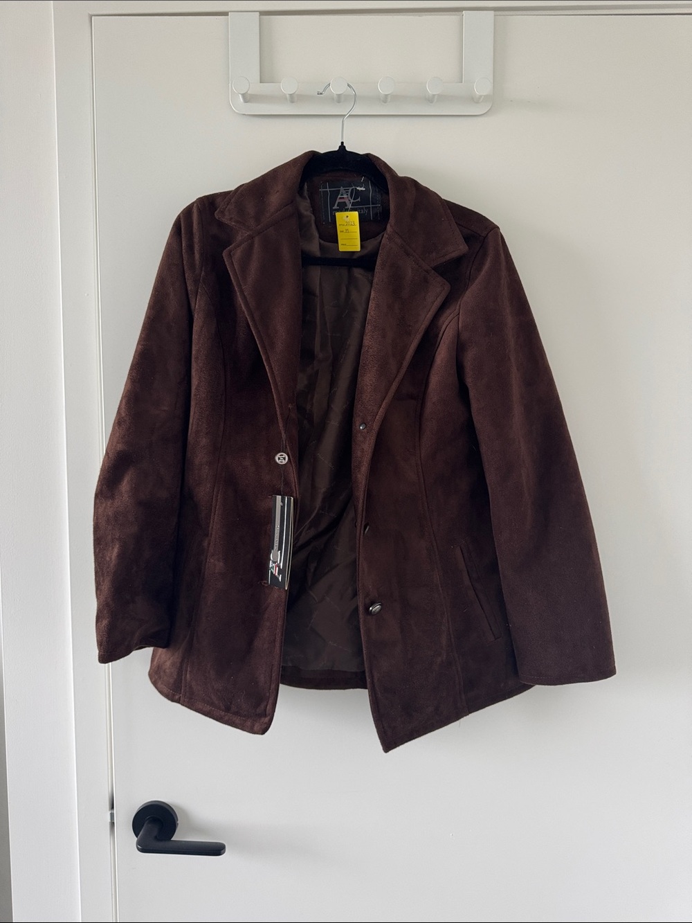 Women’s Brown Vegan Suede Coat - Classic Casual Jacket